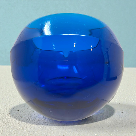 Vintage Viking Glass Blue Bluenique Orb Ashtray 4 3/4" Mid Century Modern MCM - Picture 4 of 8